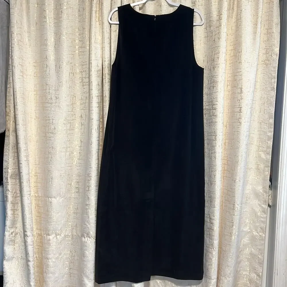 Vintage Talbots Corduroy Black Sleeveless Maxi Dress Women's Size 12 With Pocket
